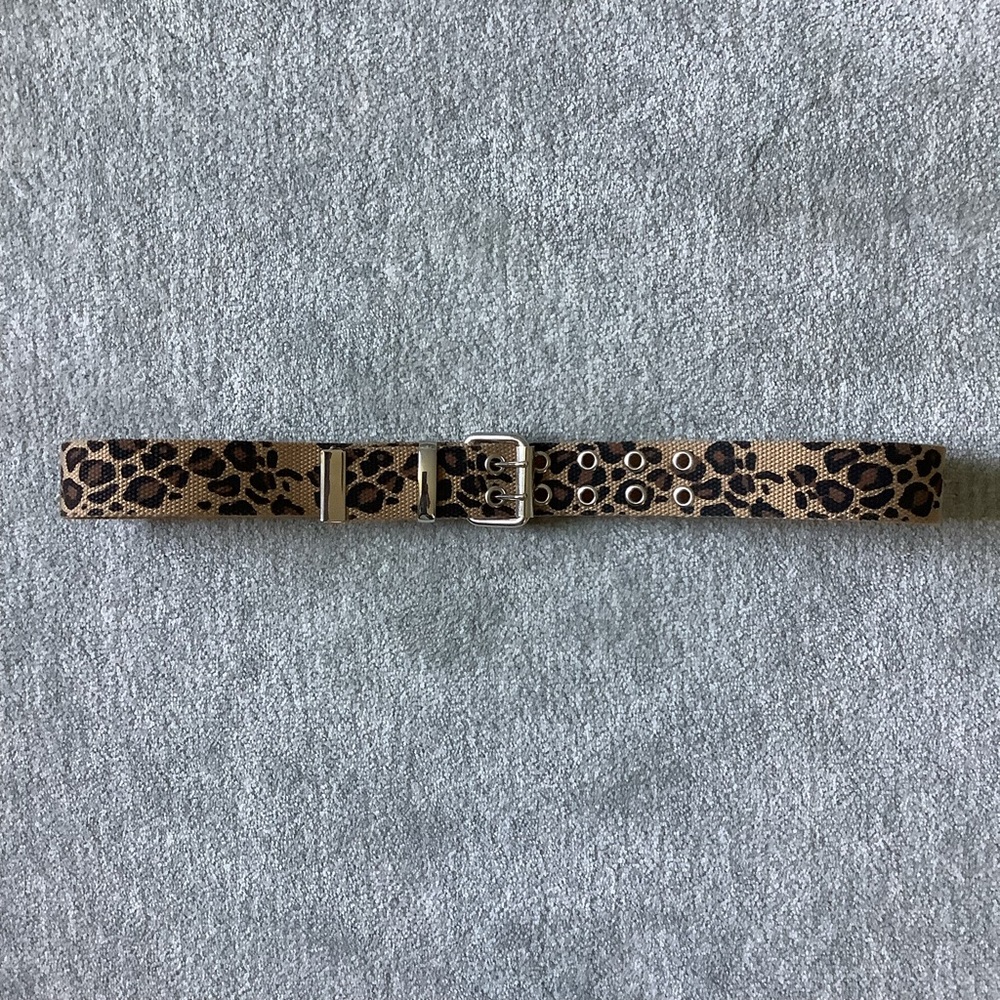 Double Grommet Leopard Canvas Belt